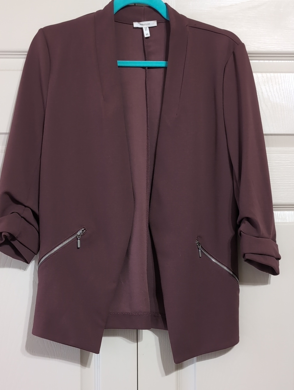 Maurices Plum Open-Front Blazer with Zip Pockets